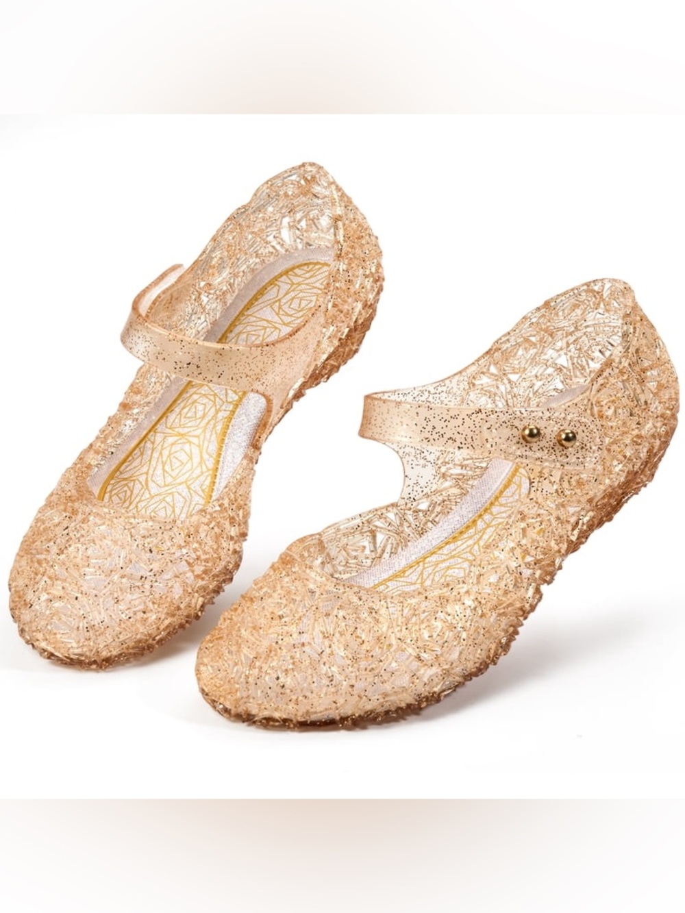 Girls Glitter Jelly Shoes in Rose Gold NIB